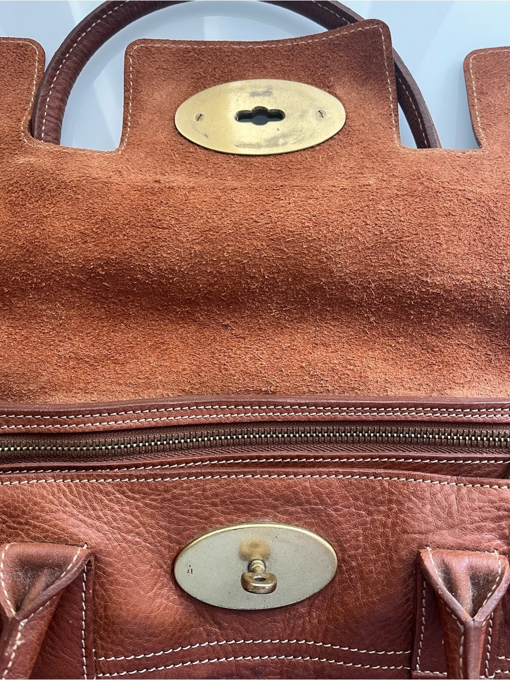 MULBERRY OAK BROWN PEBBLED LEATHER BAYSWATER - Picture 9 of 16